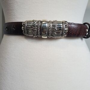 Brighton Tan Leather Belt with Black Logo